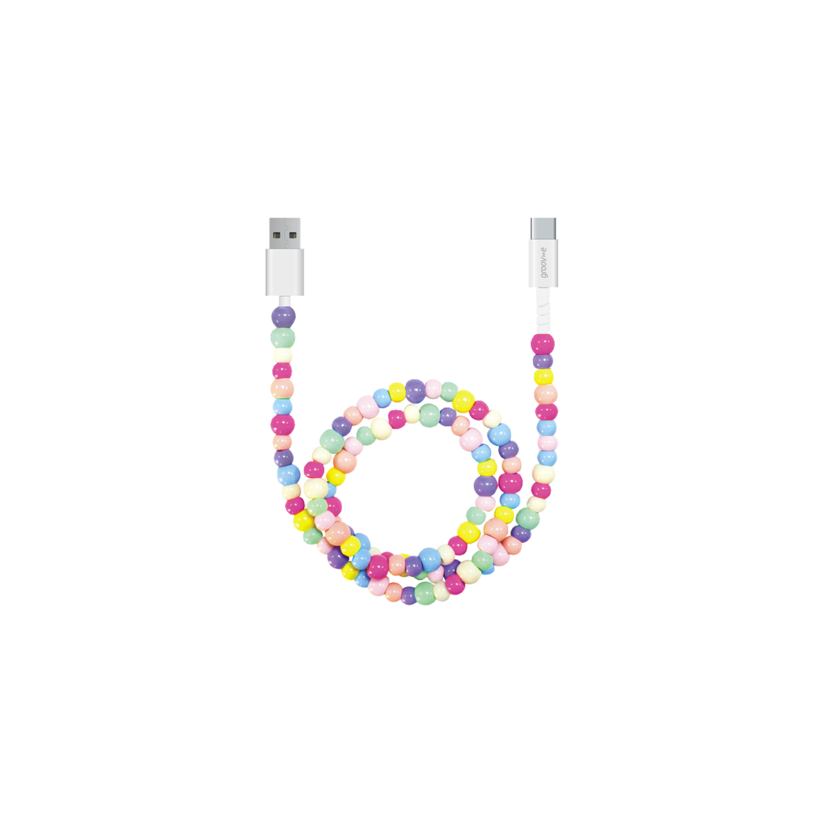 Groov-e Latauskaapeli USB-C – USB-A, 1 m, helmikuvio