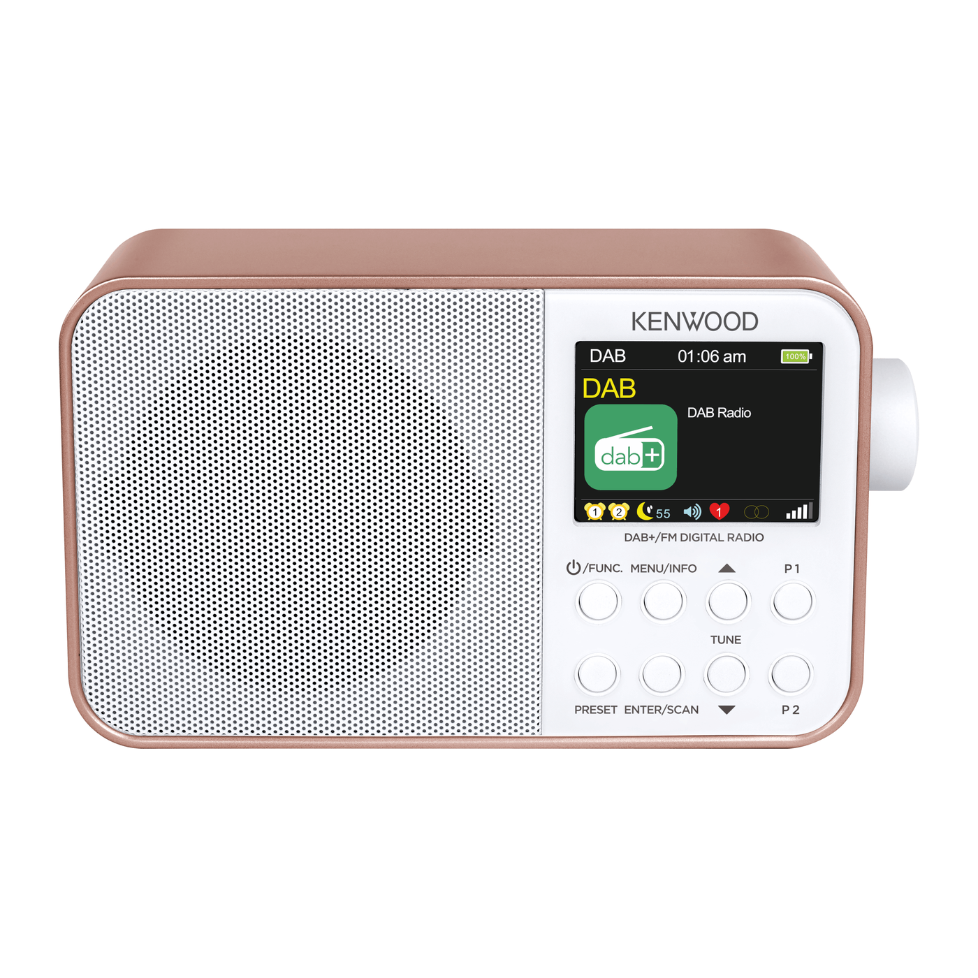 Kenwood CR-M30DAB-R – kannettava DAB-radio, ruusukulta/valkoinen