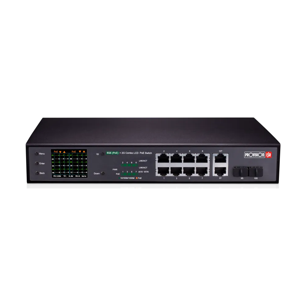 Provision ISR PoES-08120GCL+2Combo – PoE-kytkin (8ch Giga)