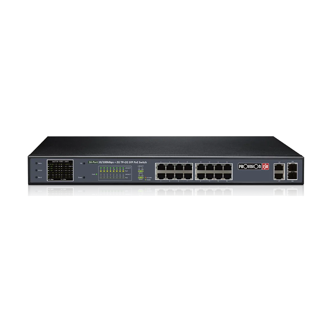 Provision ISR PoES-16250CL+2G+2SFP – PoE-kytkin (16ch 10/100)