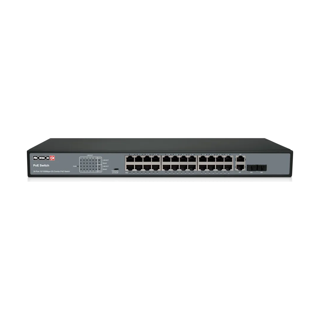 Provision ISR PoES-24370C+2Combo – PoE-kytkin (24ch 10/100)