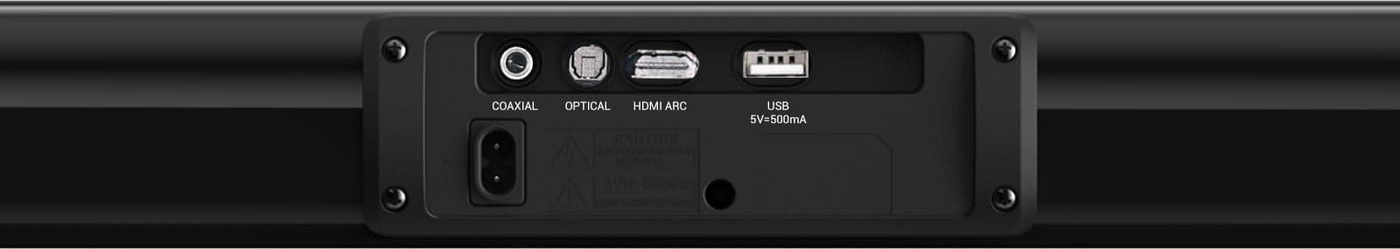 Liitännät: HDMI ARC, optinen ja virtaliitäntä